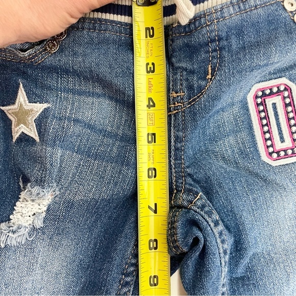 Justice Size 8 Girls Jeans Pull On Drawstring Simply Low Embellished Distressed - Picture 12 of 12